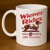 Dachshund Wiener Rides Only 25 Cents Free Today Only 11oz C Handle Ceramic Mug thumb 4