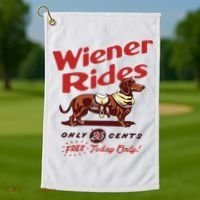 Dachshund Wiener Rides Only 25 Cents Free Today Only Golf Towel thumb 1