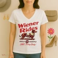 Dachshund Wiener Rides Only 25 Cents Free Today Only Women's V-Neck T-Shirt thumb 3