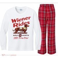 Dachshund Wiener Rides Only 25 Cents Free Today Only Kids Long Sleeve Plaid Pajama Set thumb 0