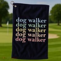 Dog Walker Retro Golf Towel thumb 1
