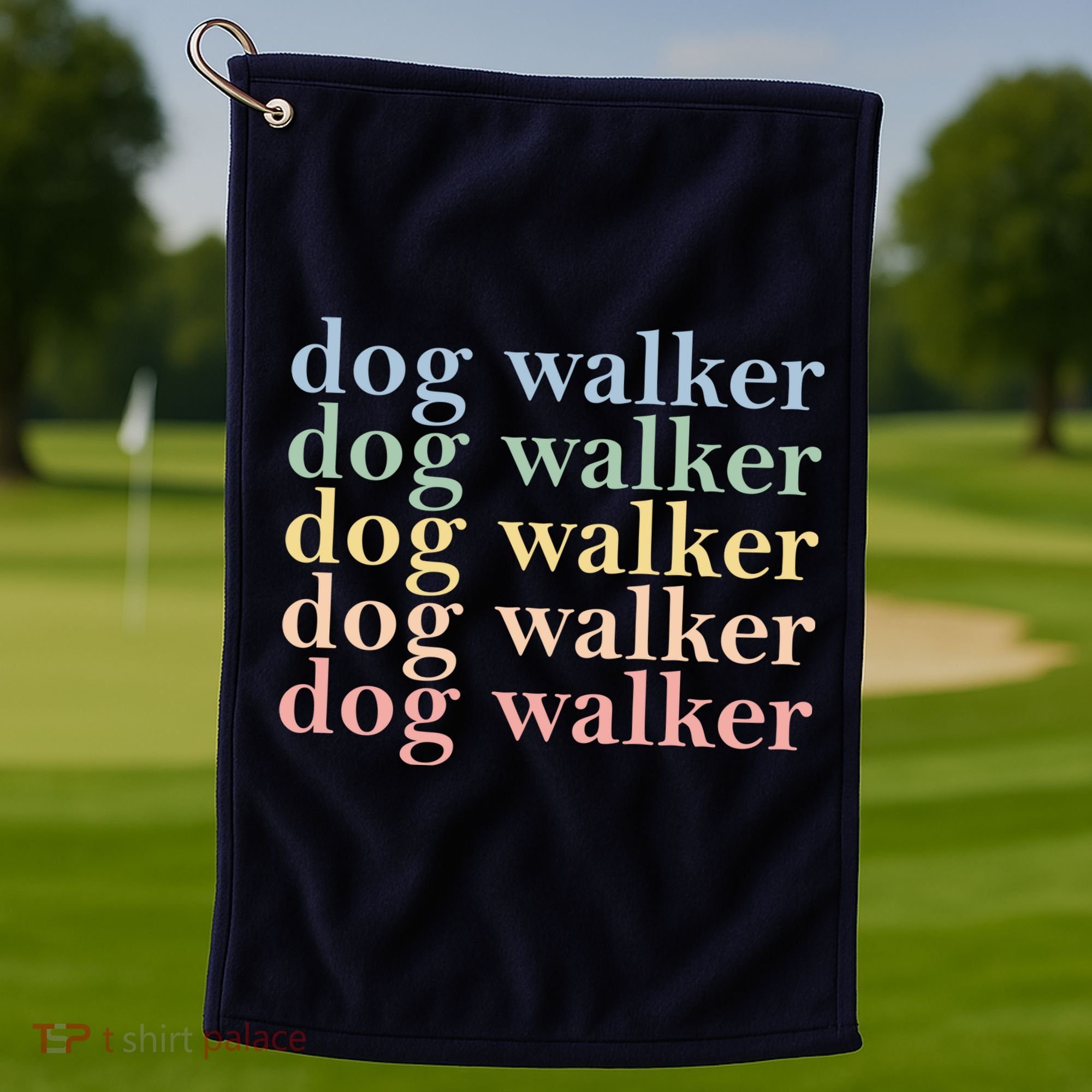 Dog Walker Retro Golf Towel