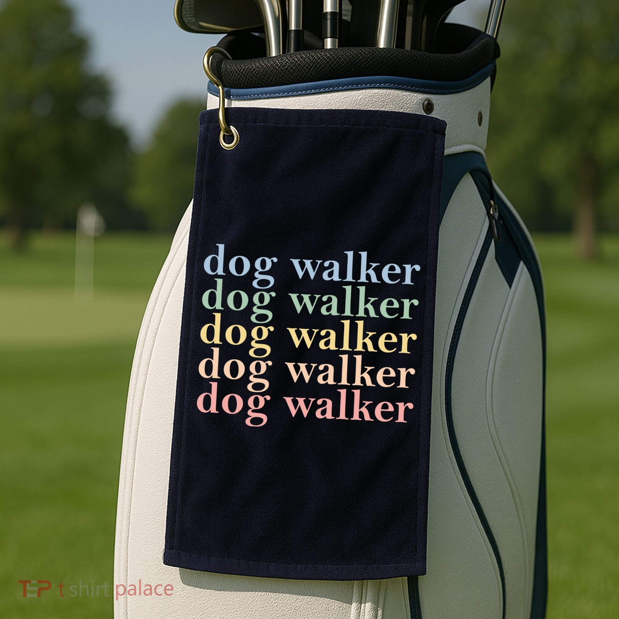 Dog Walker Retro Golf Towel