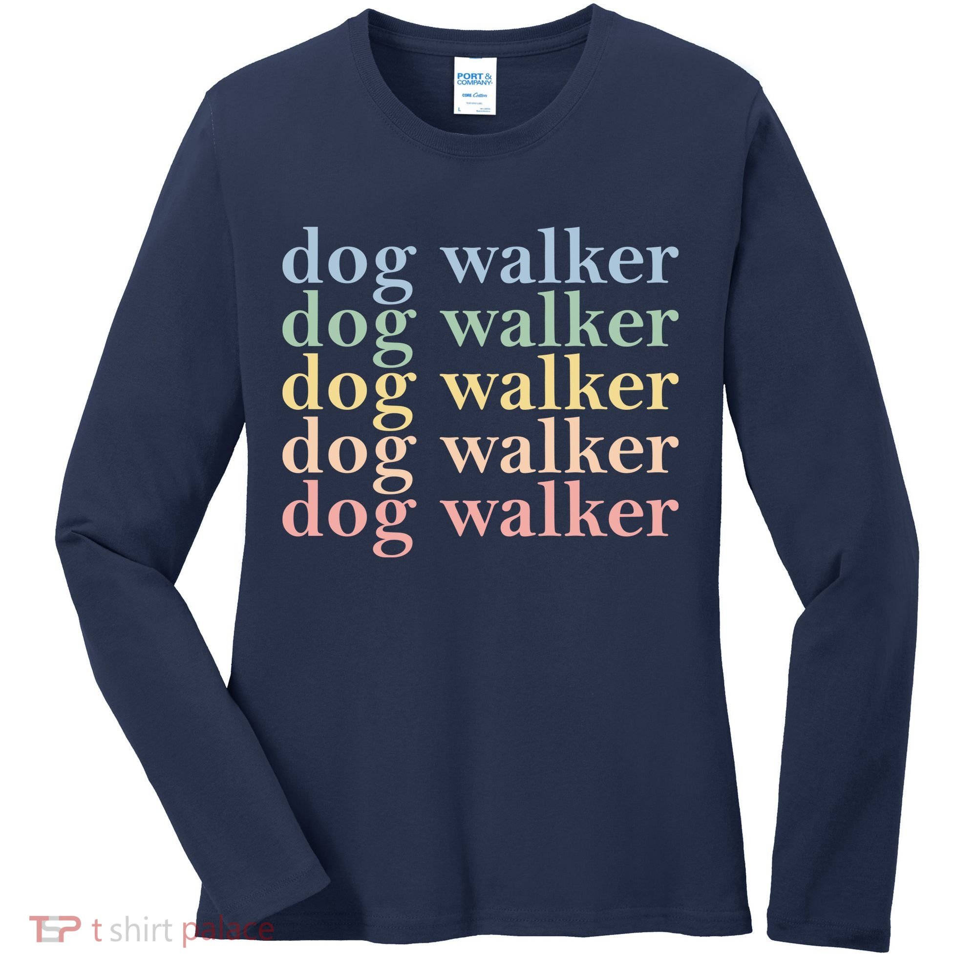 Dog Walker Retro Women's Long Sleeve Shirt