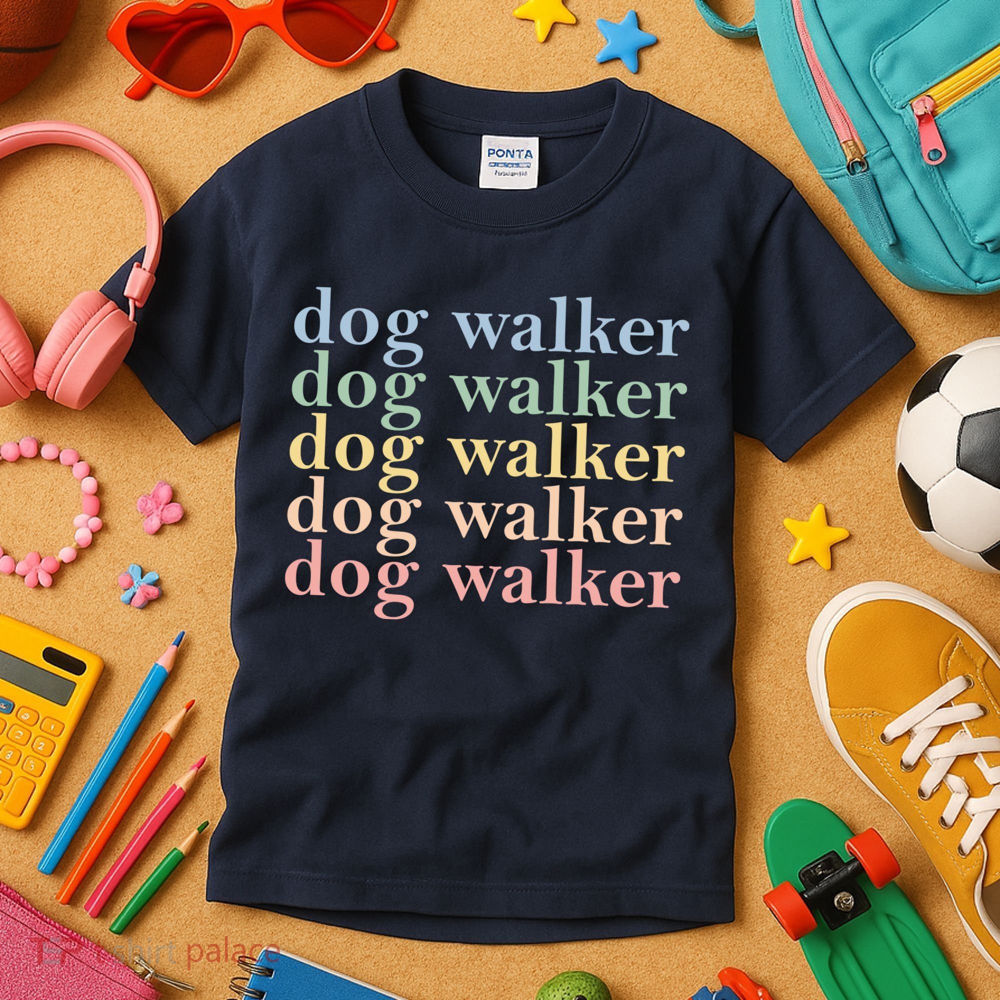 Dog Walker Retro Kids T-Shirt