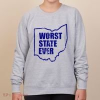 Distressed Worst State Ever Ohio Michigan Sports Fan Women's Sweatshirt thumb 0