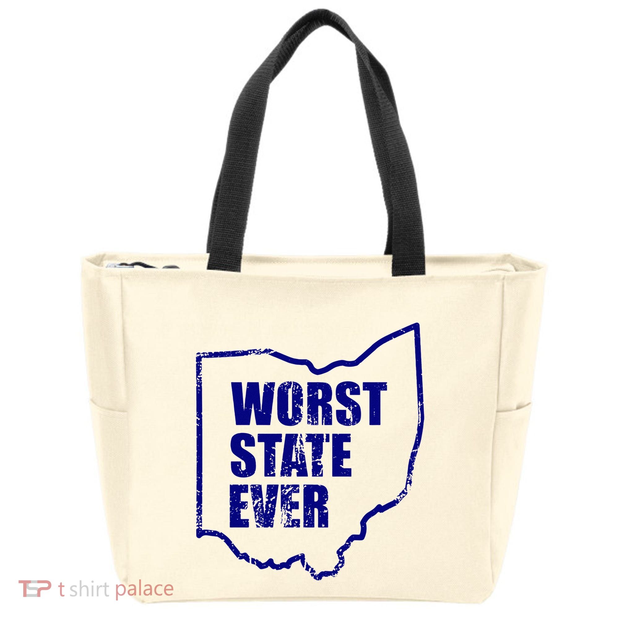 Distressed Worst State Ever Ohio Michigan Sports Fan Tote Bag