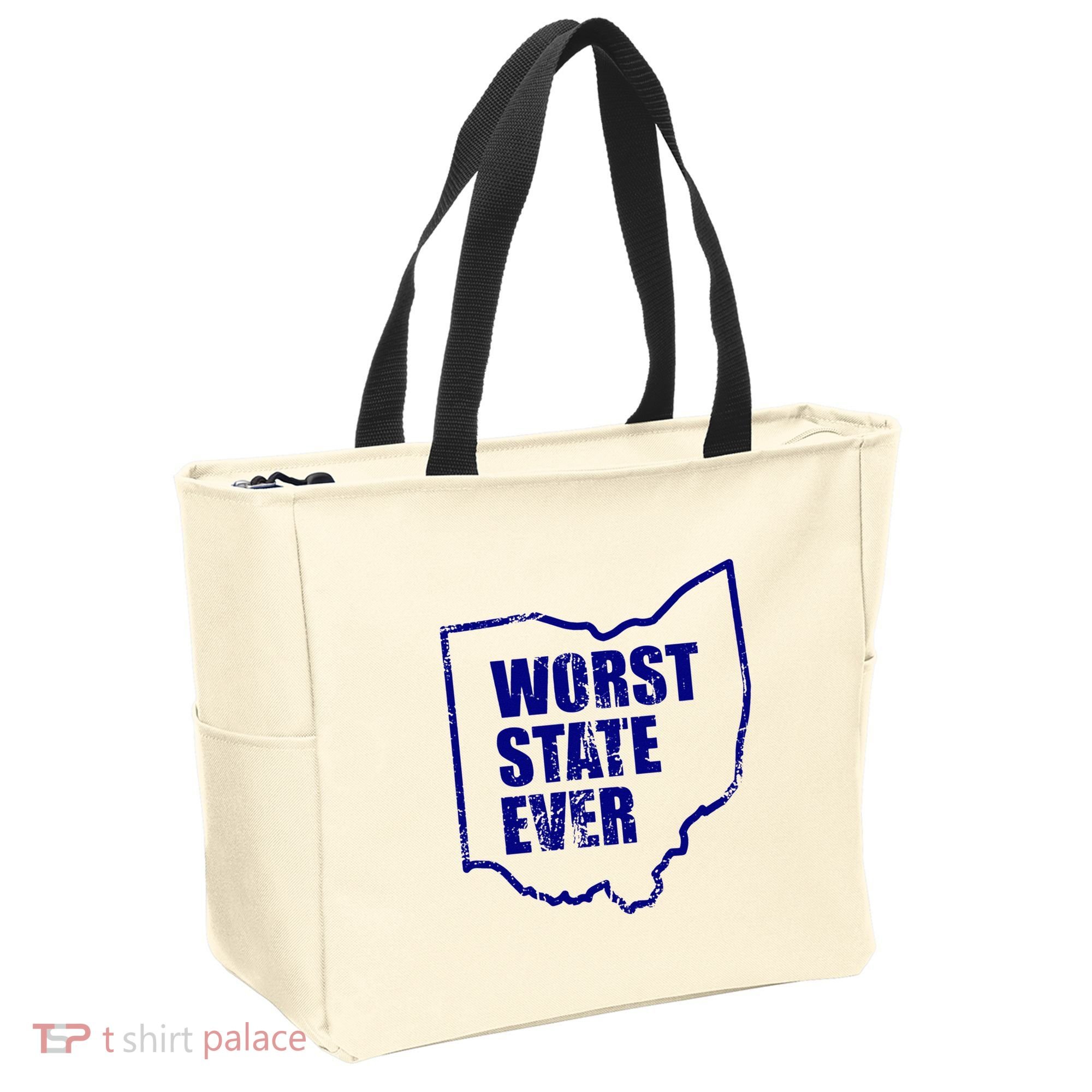 Distressed Worst State Ever Ohio Michigan Sports Fan Tote Bag