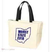Distressed Worst State Ever Ohio Michigan Sports Fan Tote Bag thumb 3
