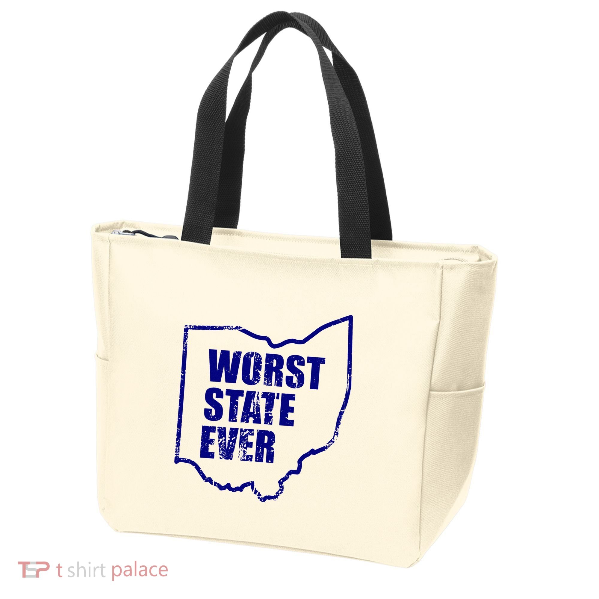 Distressed Worst State Ever Ohio Michigan Sports Fan Tote Bag