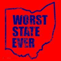 Distressed Worst State Ever Ohio Michigan Sports Fan Santa Hat thumb 1
