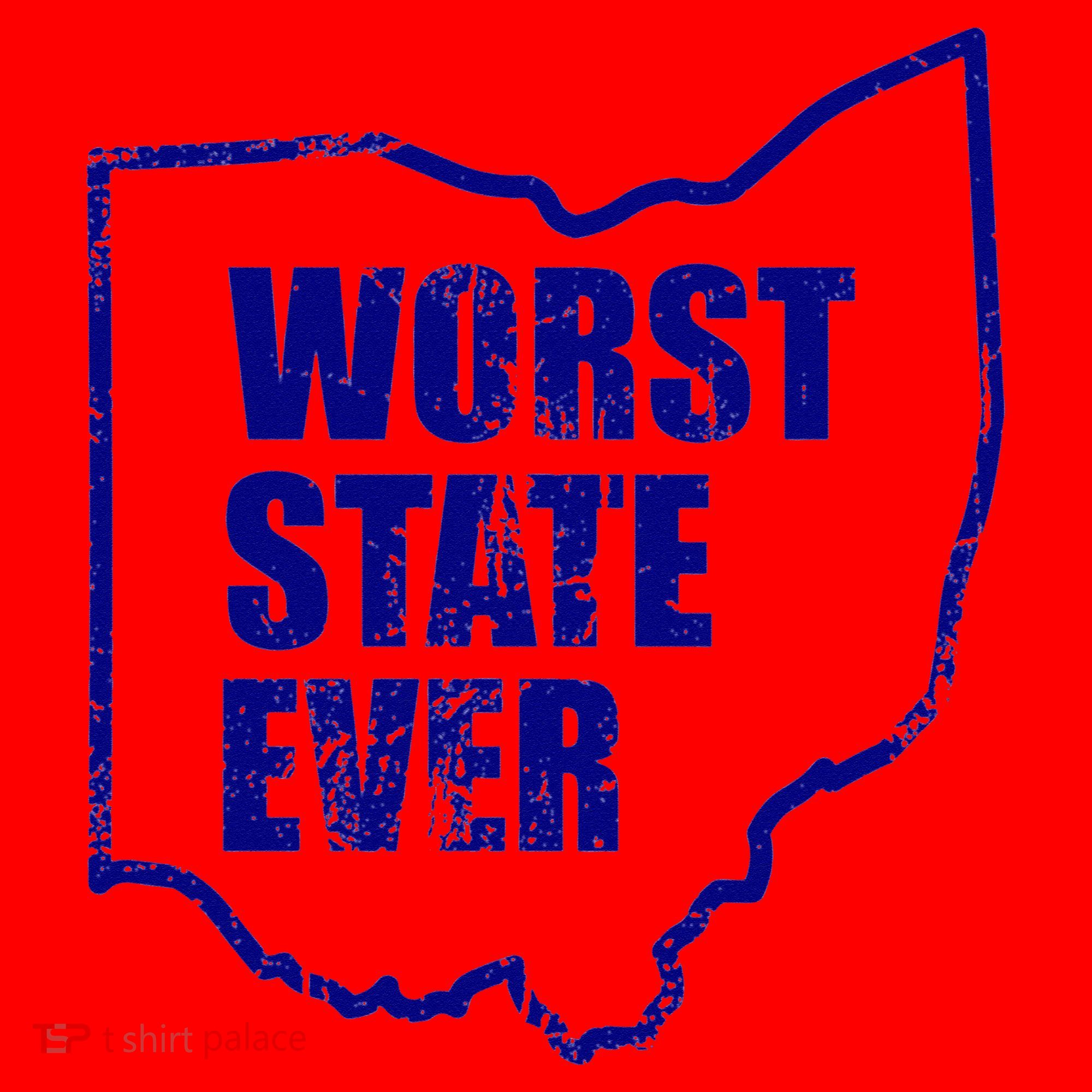 Distressed Worst State Ever Ohio Michigan Sports Fan Santa Hat