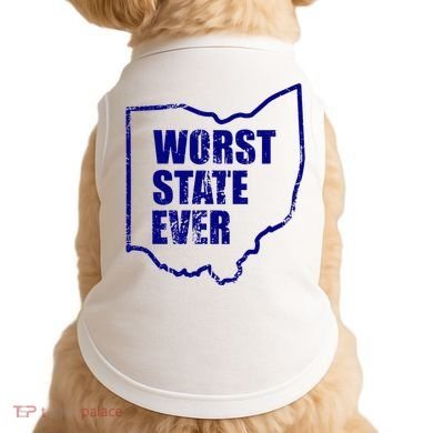 Distressed Worst State Ever Ohio Michigan Sports Fan Doggie Tank