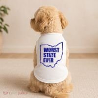 Distressed Worst State Ever Ohio Michigan Sports Fan Doggie Tank thumb 2