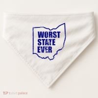 Distressed Worst State Ever Ohio Michigan Sports Fan USA-Made Doggie Bandana thumb 0