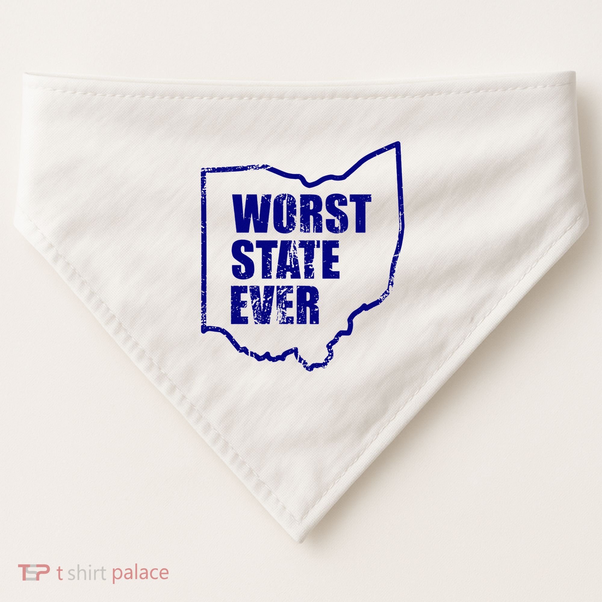 Distressed Worst State Ever Ohio Michigan Sports Fan USA-Made Doggie Bandana