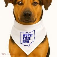 Distressed Worst State Ever Ohio Michigan Sports Fan USA-Made Doggie Bandana thumb 1