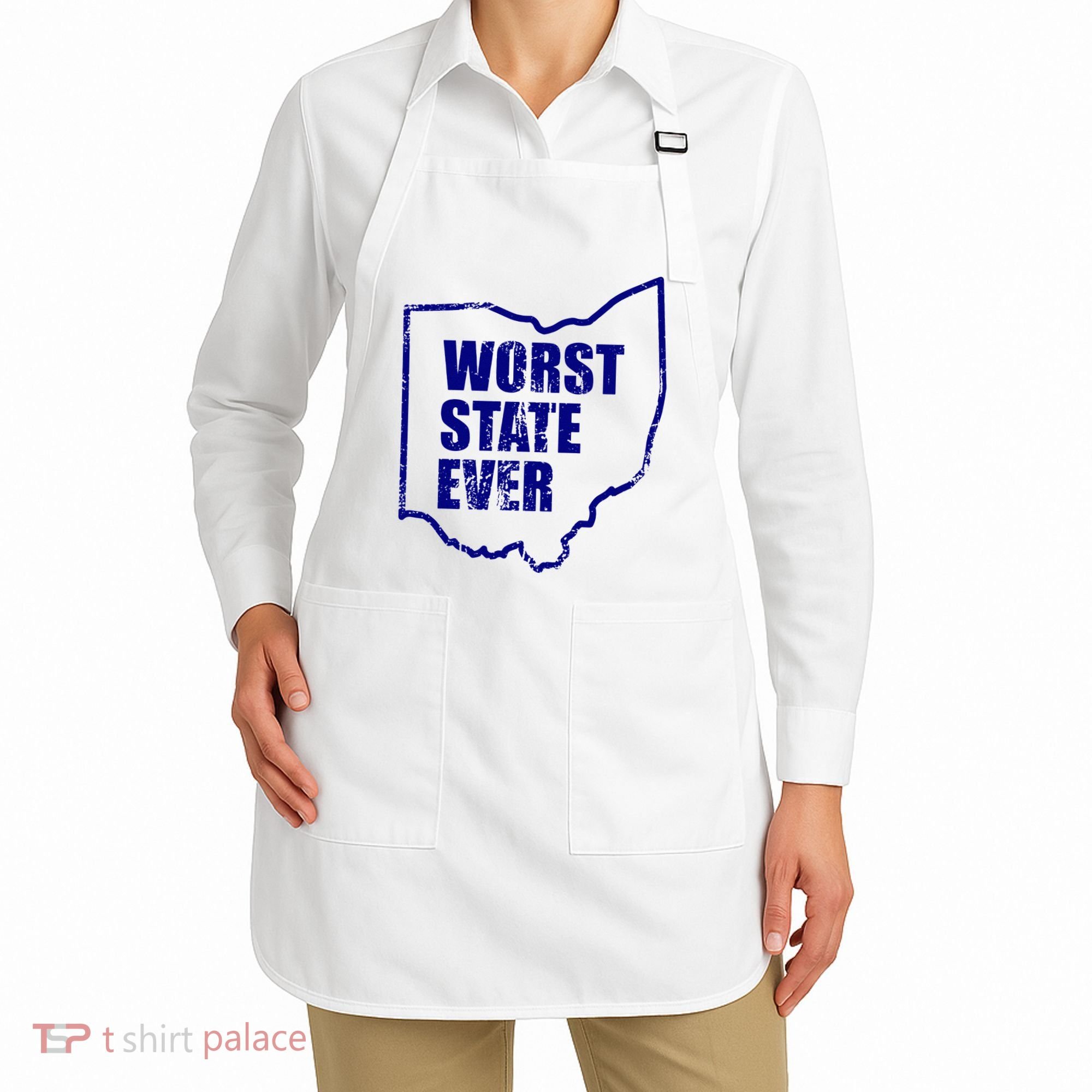 Distressed Worst State Ever Ohio Michigan Sports Fan Apron
