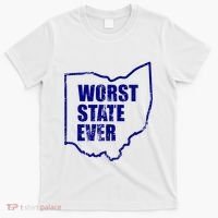 Distressed Worst State Ever Ohio Michigan Sports Fan T-Shirt thumb 0