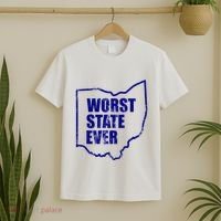 Distressed Worst State Ever Ohio Michigan Sports Fan T-Shirt thumb 2