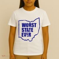 Distressed Worst State Ever Ohio Michigan Sports Fan T-Shirt thumb 4