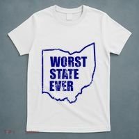 Distressed Worst State Ever Ohio Michigan Sports Fan T-Shirt thumb 5