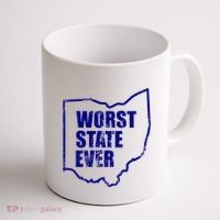 Distressed Worst State Ever Ohio Michigan Sports Fan Coffee Mug thumb 1