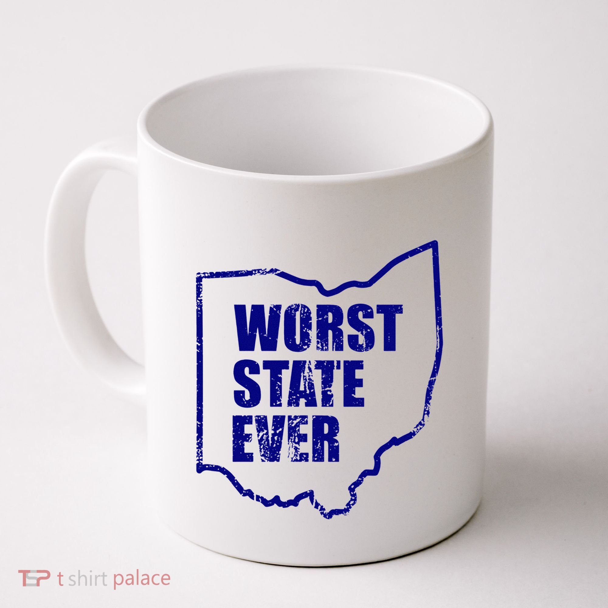 Distressed Worst State Ever Ohio Michigan Sports Fan Coffee Mug