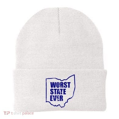 Distressed Worst State Ever Ohio Michigan Sports Fan Beanie