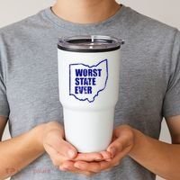 Distressed Worst State Ever Ohio Michigan Sports Fan Tumbler thumb 2
