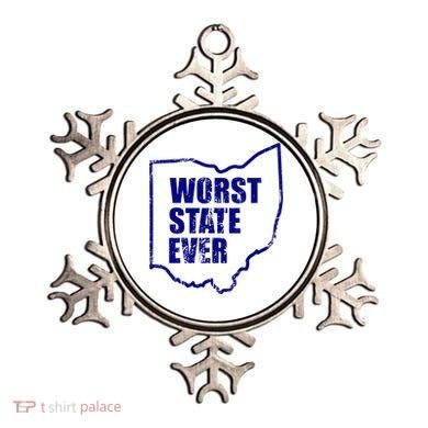 Distressed Worst State Ever Ohio Michigan Sports Fan Ornament