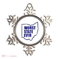 Distressed Worst State Ever Ohio Michigan Sports Fan Ornament thumb 0