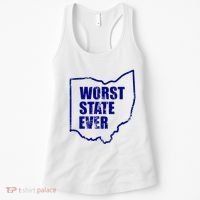 Distressed Worst State Ever Ohio Michigan Sports Fan Women's Tank Top thumb 0