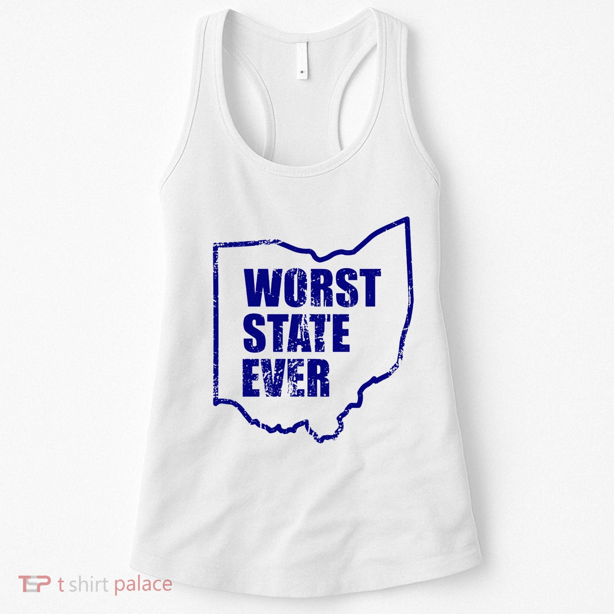 Distressed Worst State Ever Ohio Michigan Sports Fan Women's Tank Top