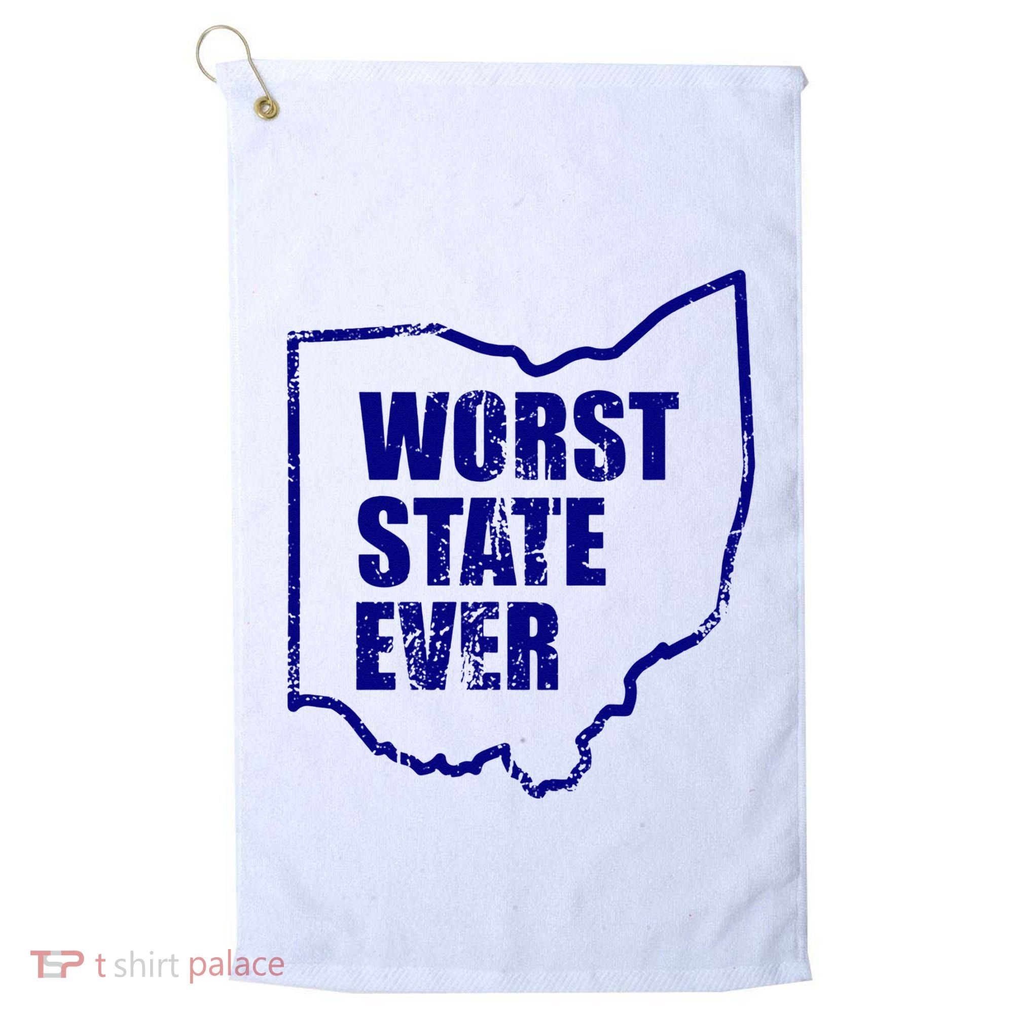 Distressed Worst State Ever Ohio Michigan Sports Fan Golf Towel