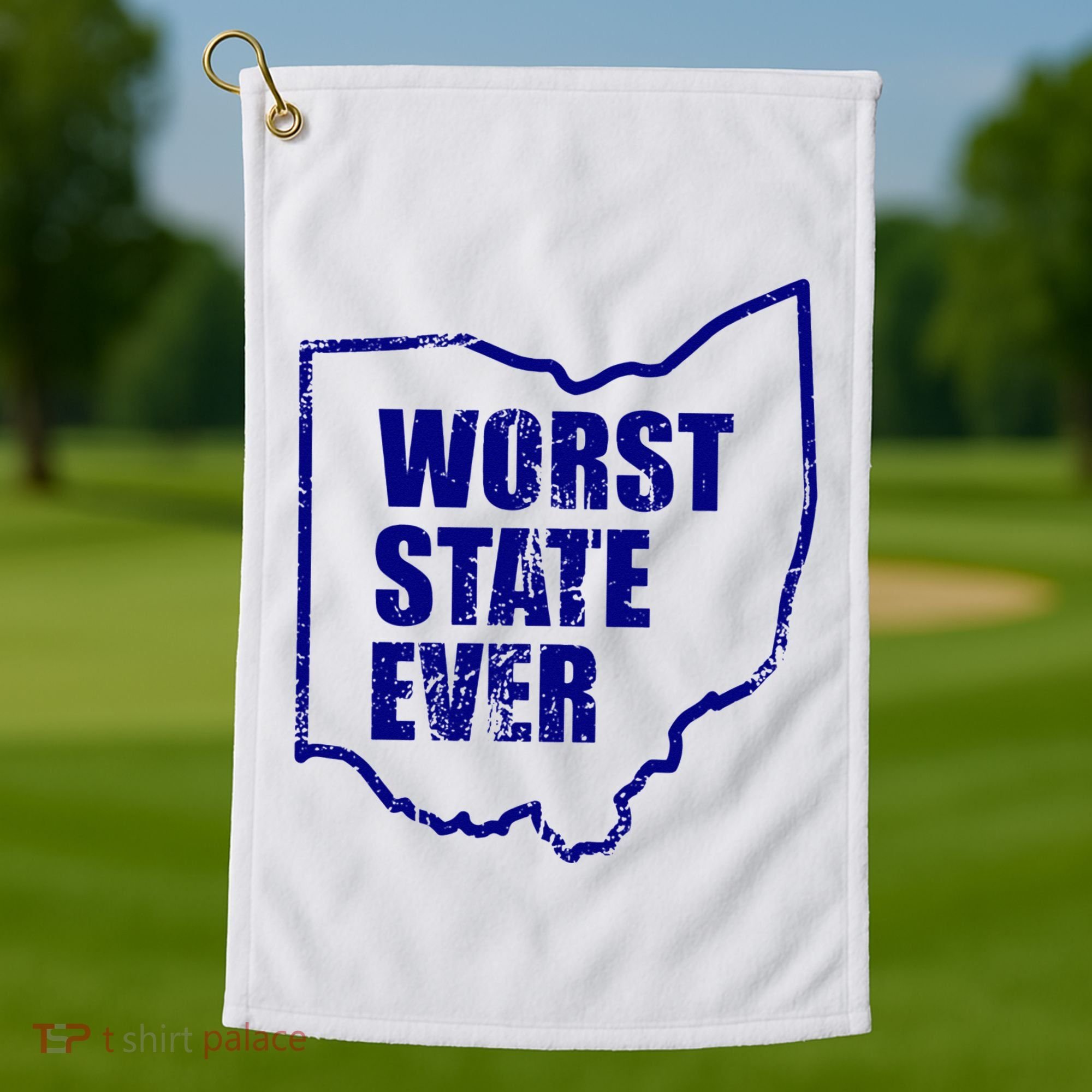 Distressed Worst State Ever Ohio Michigan Sports Fan Golf Towel