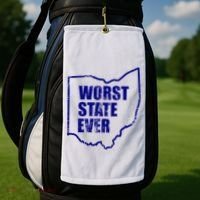 Distressed Worst State Ever Ohio Michigan Sports Fan Golf Towel thumb 2
