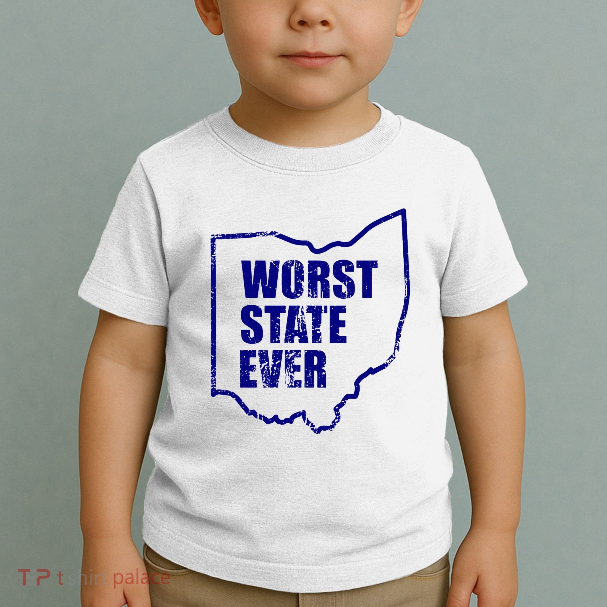 Distressed Worst State Ever Ohio Michigan Sports Fan Toddler T-Shirt