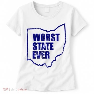 Distressed Worst State Ever Ohio Michigan Sports Fan Women's T-Shirt
