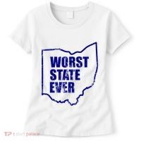 Distressed Worst State Ever Ohio Michigan Sports Fan Women's T-Shirt thumb 0