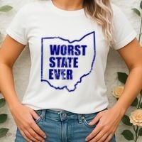 Distressed Worst State Ever Ohio Michigan Sports Fan Women's T-Shirt thumb 2
