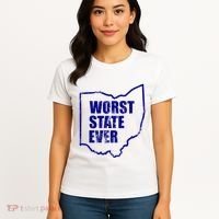 Distressed Worst State Ever Ohio Michigan Sports Fan Women's T-Shirt thumb 4
