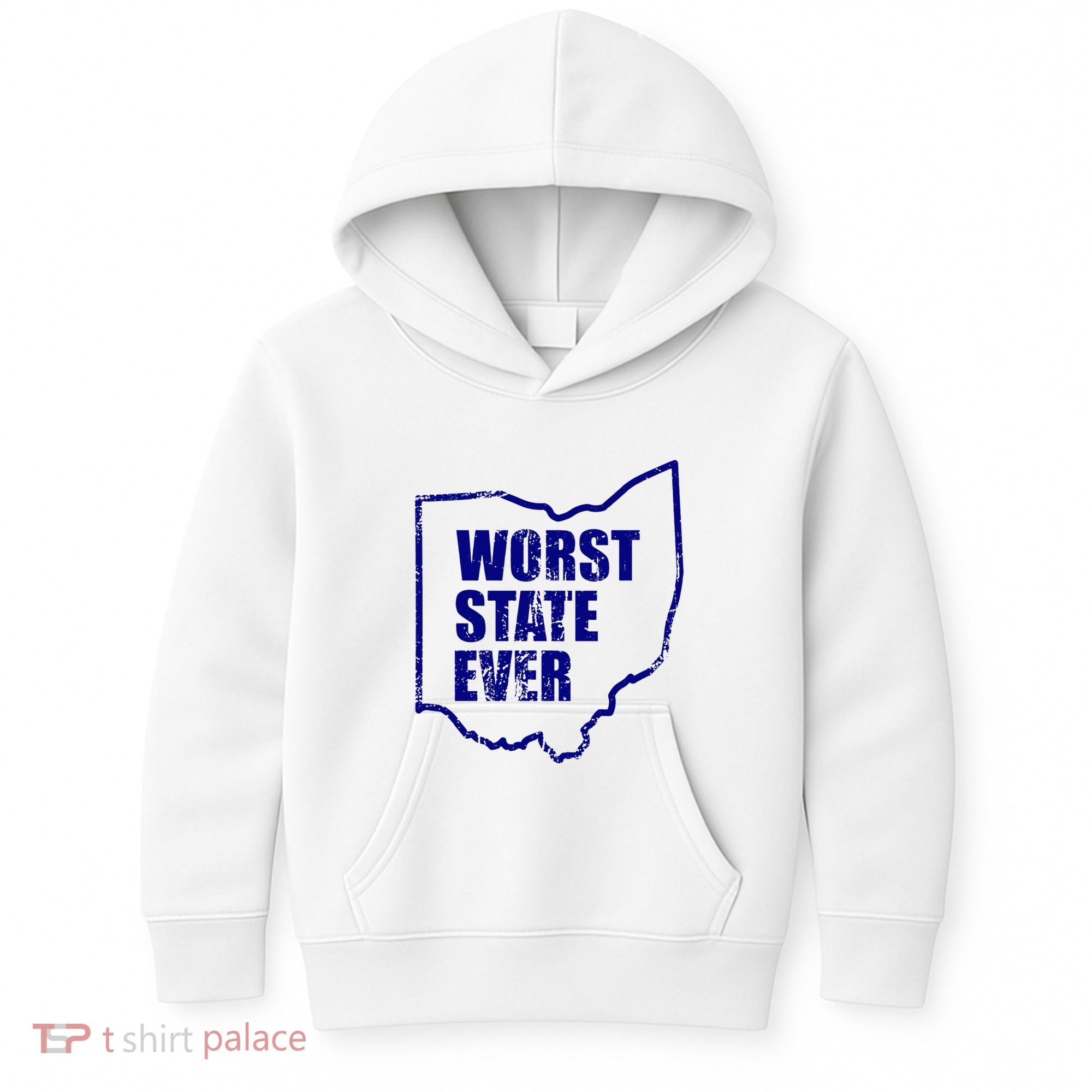 Distressed Worst State Ever Ohio Michigan Sports Fan Kids Hoodie