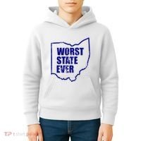 Distressed Worst State Ever Ohio Michigan Sports Fan Kids Hoodie thumb 4