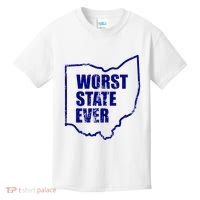 Distressed Worst State Ever Ohio Michigan Sports Fan Kids T-Shirt thumb 0