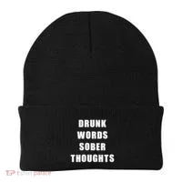 Drunk Words Sober Thoughts Beanie thumb 0