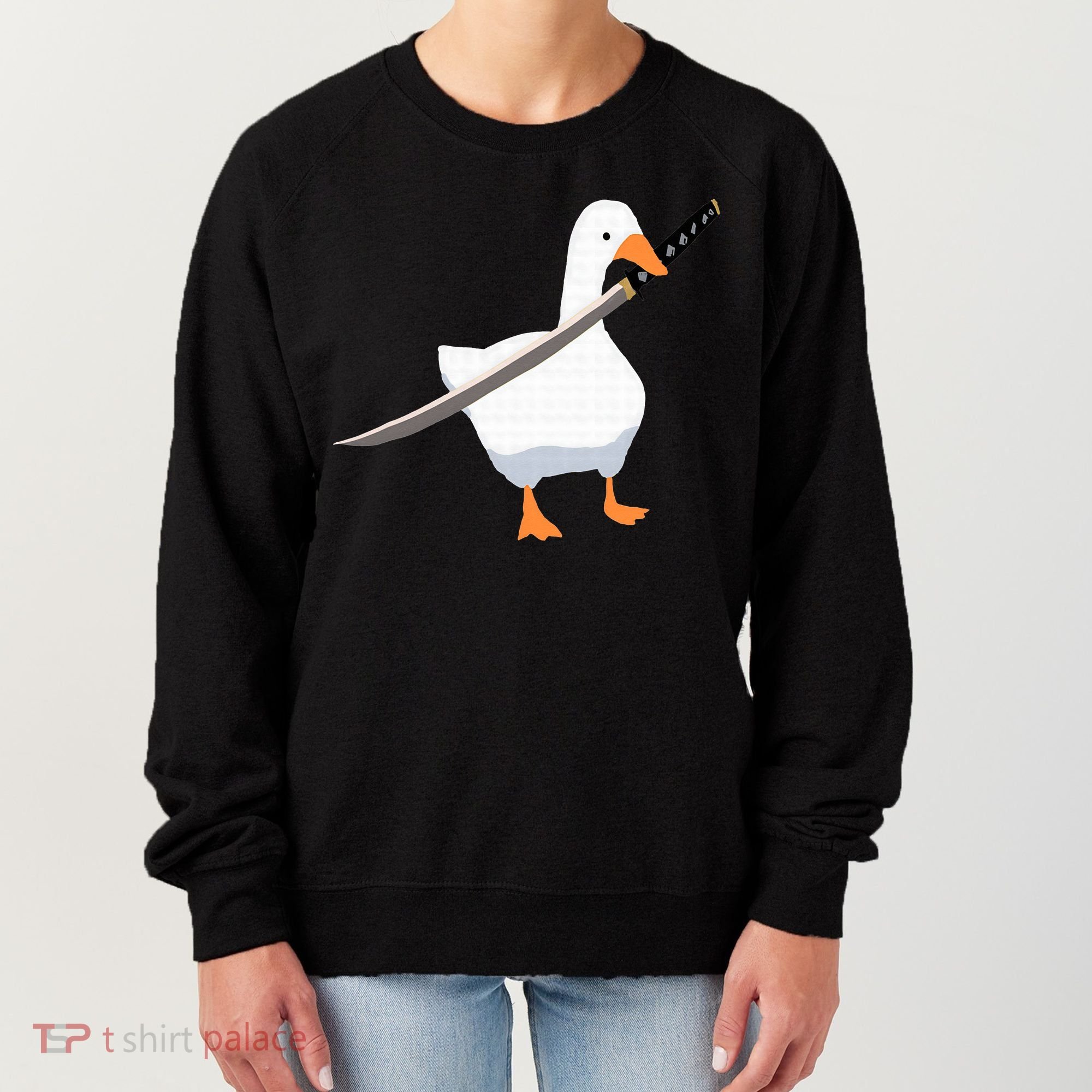 Duck with sword Duck wielding a Katana knife Goose Women's Sweatshirt