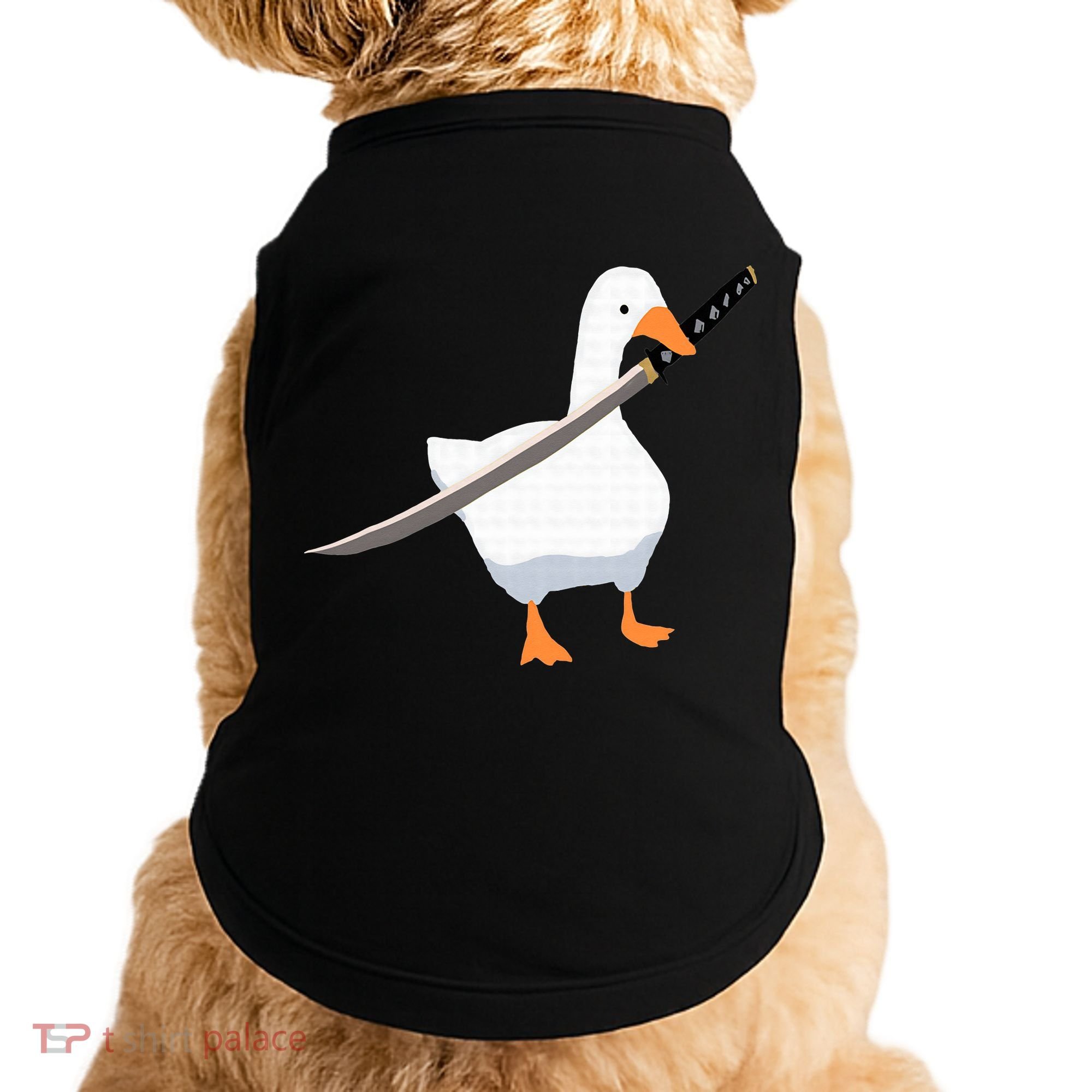 Duck with sword Duck wielding a Katana knife Goose Doggie Tank