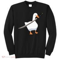 Duck with sword Duck wielding a Katana knife Goose Sweatshirt thumb 0