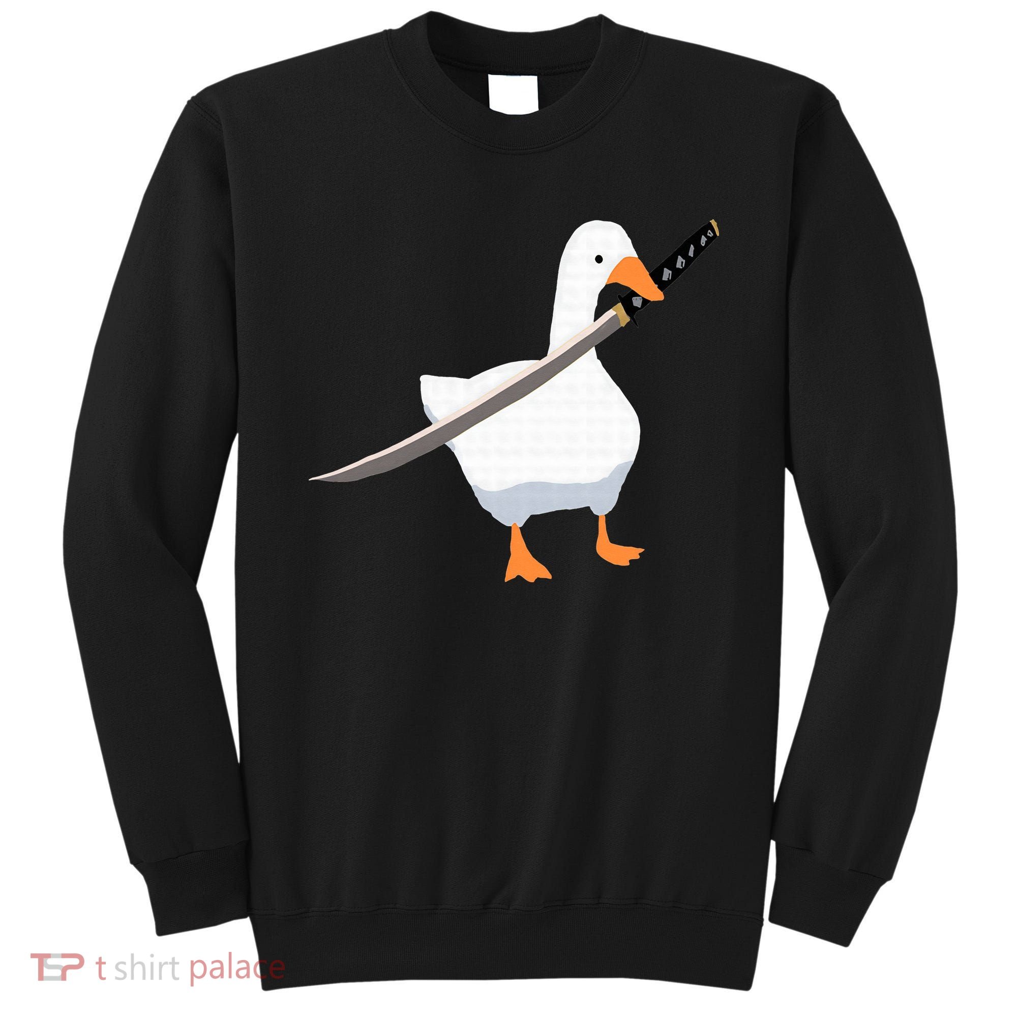Duck with sword Duck wielding a Katana knife Goose Sweatshirt